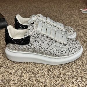 Size 7.5 - Alexander McQueen Oversized Sneaker White Black Crystal W